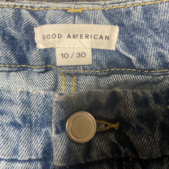 Good American Good Boy High Waist Distressed Nonstretch Jeans Women's Size 10 - Picture 7 of 9
